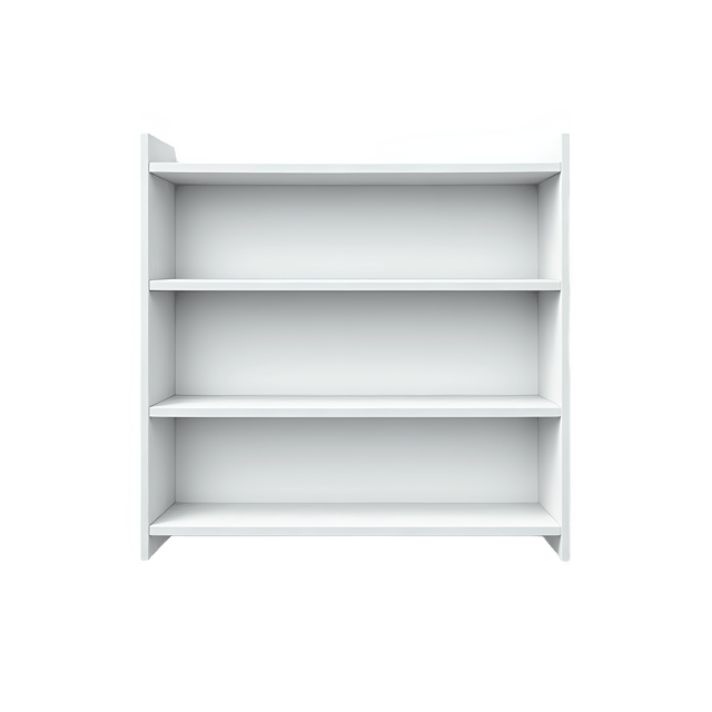 Free transparent PNG: Minimalist White Bookshelf PNG with Rounded Edges and Open Shelves