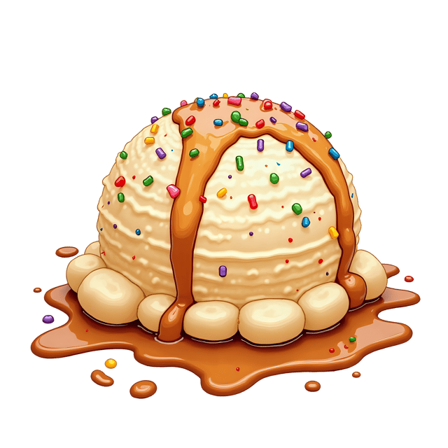 Free transparent PNG: Rainbow Sprinkles Scoop with Caramel Drizzle  Dessert Clipart, free png download