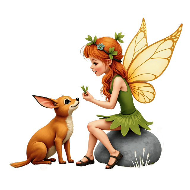 Free transparent PNG: Fairy Talking to Animals Enchanting Forest Scene for Fairy Tale Illustrations
