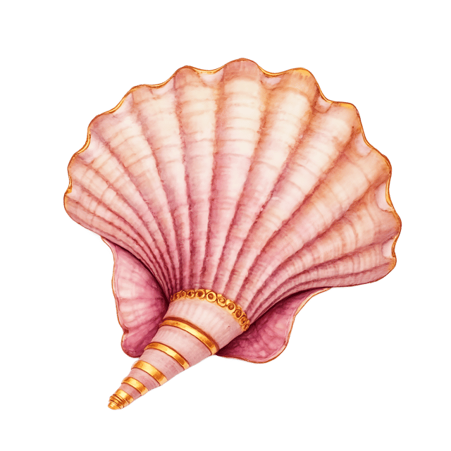 Free transparent PNG: Delicate Seashell with Iridescent Pink and Gold Details on Transparent Background PNG