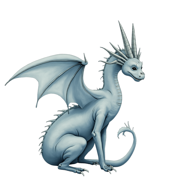 Free transparent PNG: Whispering Silver Dragon with Delicate Horns and Misty Breath