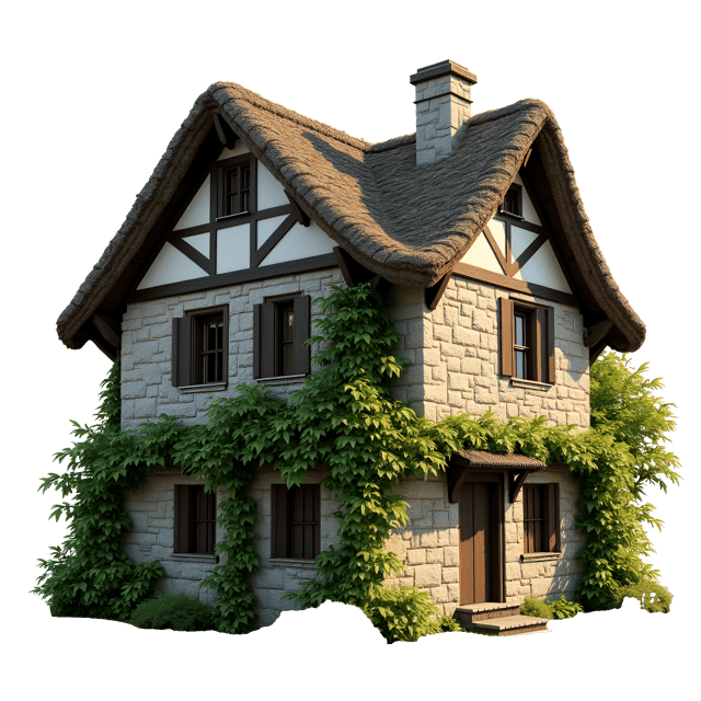 Free transparent PNG: Old Stone House with Ivy PNG Transparent Background
