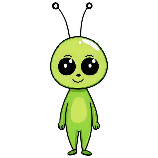 Free transparent PNG: Cute Cartoon Alien Illustration for Creative Projects