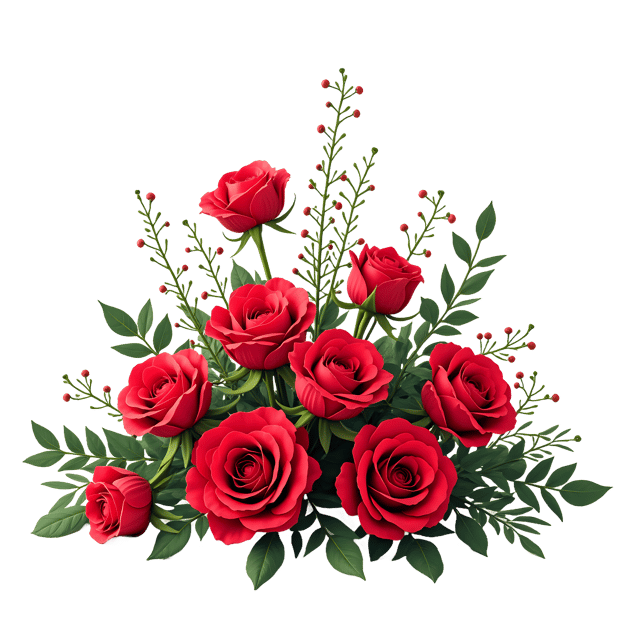 Free transparent PNG: Magnificent Red Rose and Baby's Breath Centerpiece PNG Design for Floral Art and Decor