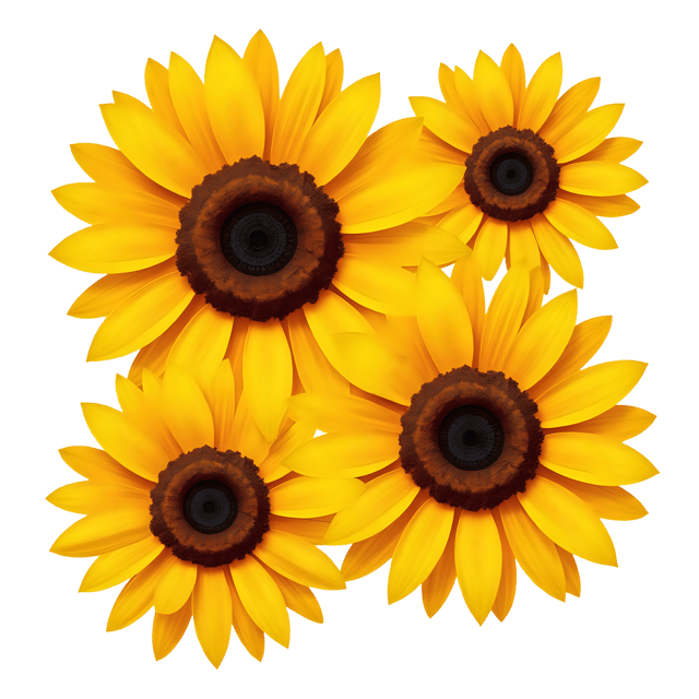 Free transparent PNG: Golden Sunflowers with Bright Yellow Petals and Brown Centers - Transparent PNG Format