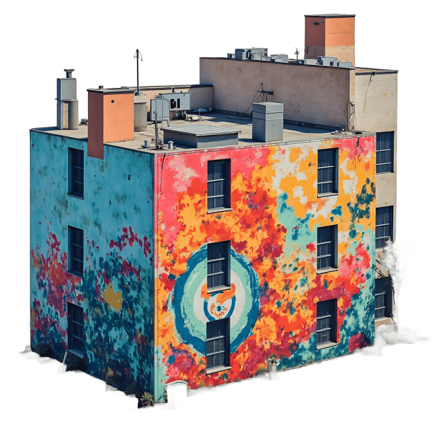 Free transparent PNG: Vibrant Urban Mural Acrylic Rendering with Transparent Background