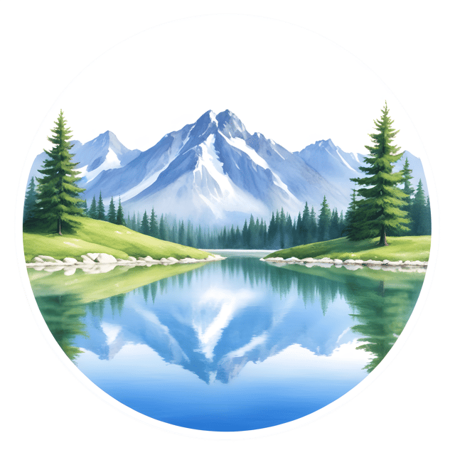 Free transparent PNG: Mountains Reflected in Tranquil Circular Lake PNG