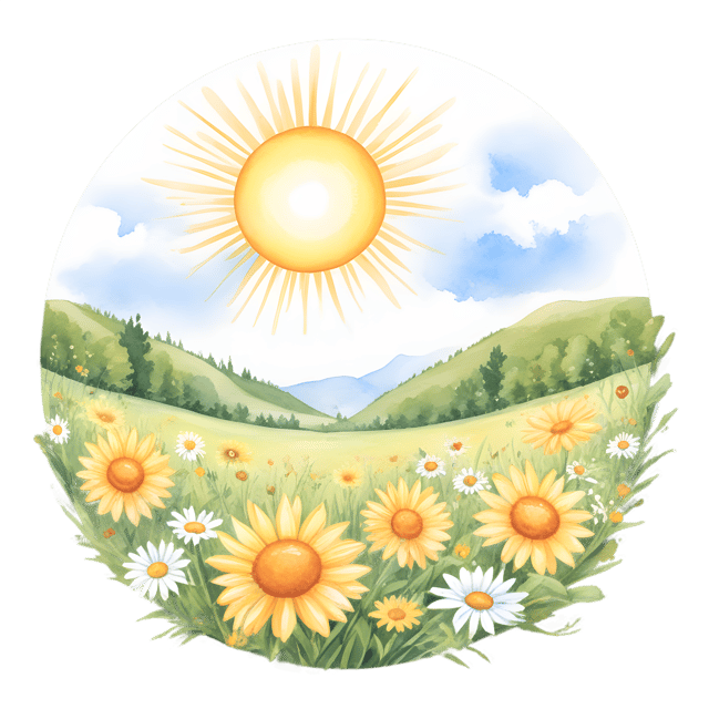Free transparent PNG: Blossoming Meadow with Golden Sun Rays PNG