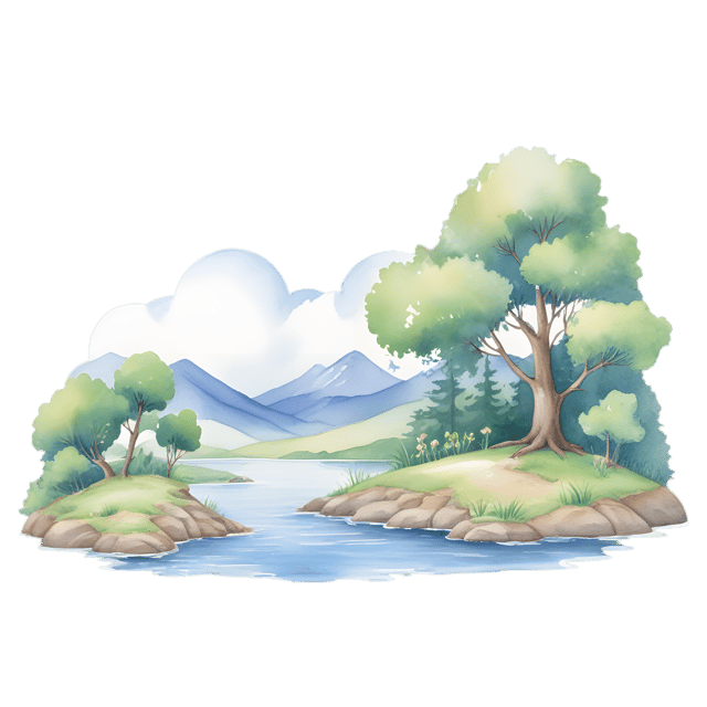 Free transparent PNG: Gentle Color Washes in a Quiet Evening Landscape PNG