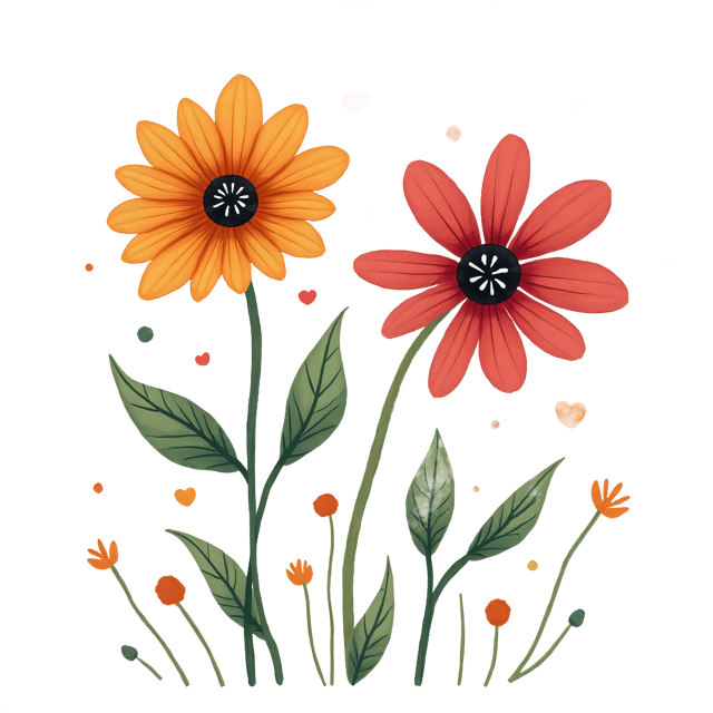 Free transparent PNG: Whimsical Hand-Drawn Flower Art with Transparent Background