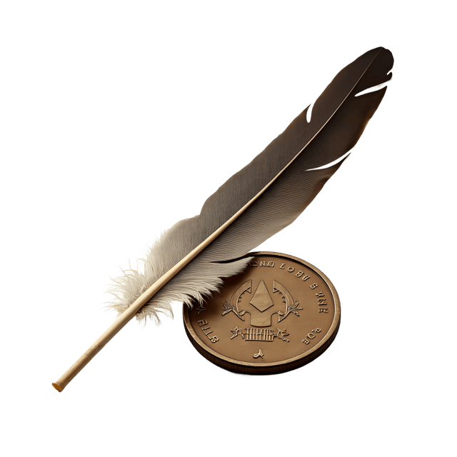 Free transparent PNG: Long Quill Feather Beside Aged Coin  Vintage Clipart, free download png