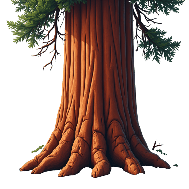 Free transparent PNG: Enormous Sequoia Tree with Reddish-Brown Trunk and Intricate Patterns