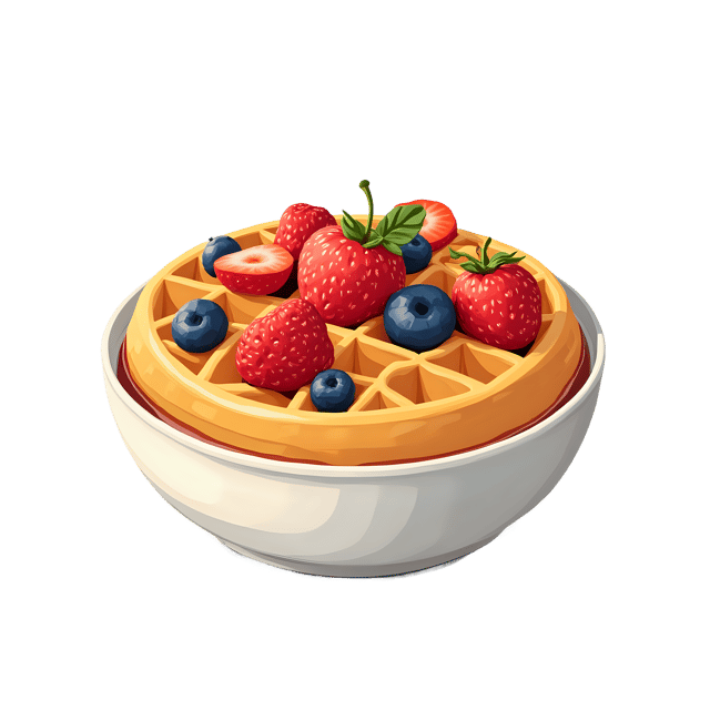 Free transparent PNG: Waffle Bowl with Fruit Topping  Dessert Clipart, free downloadable png