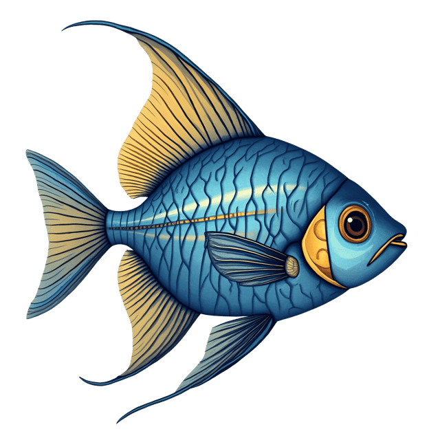 Free transparent PNG: Unique Dragonet Fish Iridescent Blue and Gold Clipart with Transparent Background
