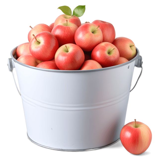 Free transparent PNG: Metal Bucket with Fresh Apples PNG Transparent Background