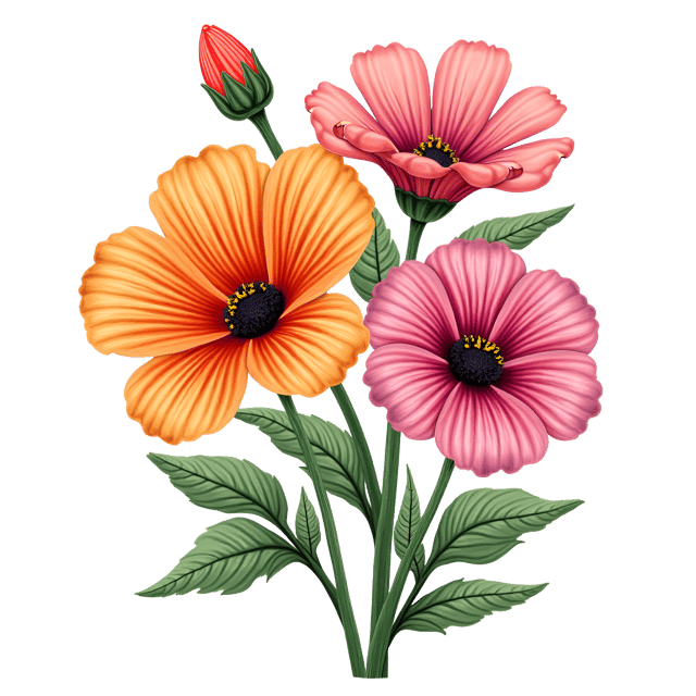 Free transparent PNG: Vibrant Hand-Drawn Flower Bouquet PNG with Transparent Background