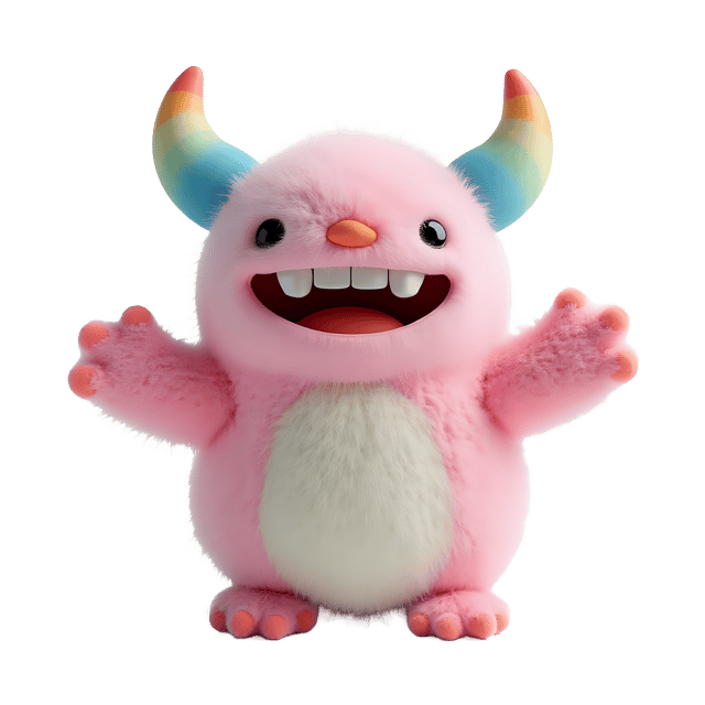 Free transparent PNG: Fluffy Monster Toy PNG with Soft Pastel Shades and Transparent Background