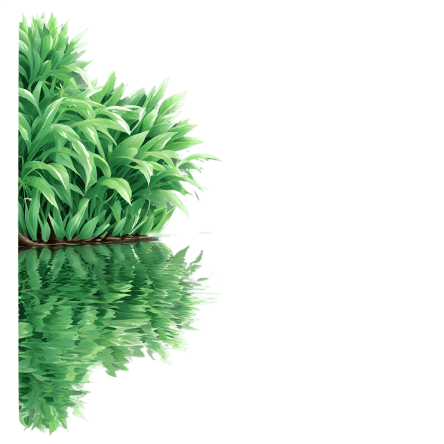 Free transparent PNG: Lush Greenery Reflection PNG with Transparent Background for Nature and Water Art