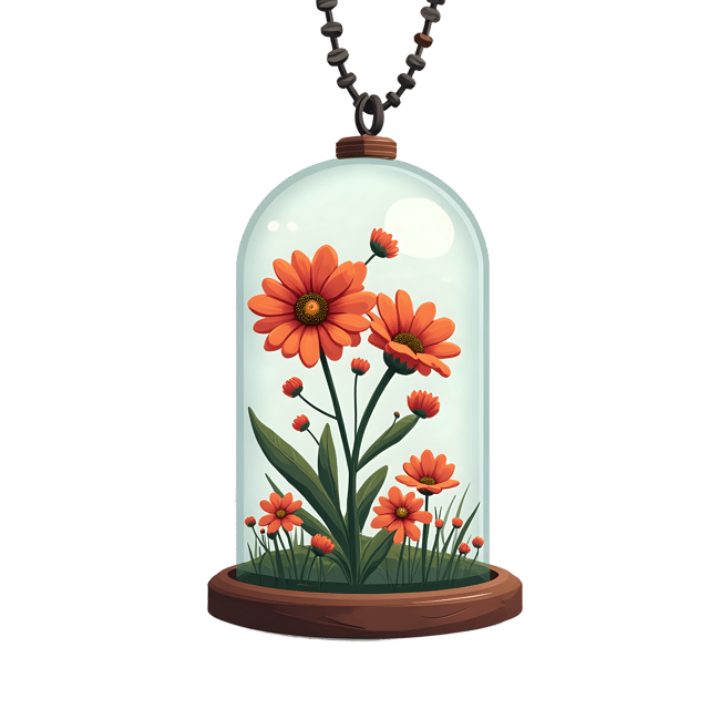 Free transparent PNG: Boho Dried Flower Charm with Glass Dome  Handmade Jewelry PNG, Free Download