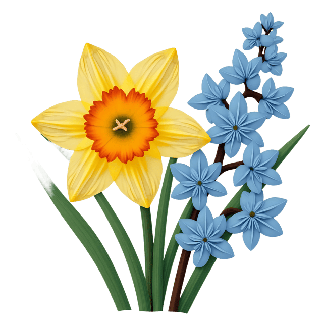 Free transparent PNG: Daffodil and Hyacinth Flowers PNG Clipart  Ideal for Spring Themes, Crafts  Decor