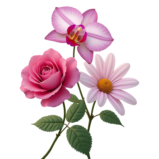 Free transparent PNG: Rose, Orchid, Daisy PNG Clipart  Elegant Floral Design for Gardening  Decor