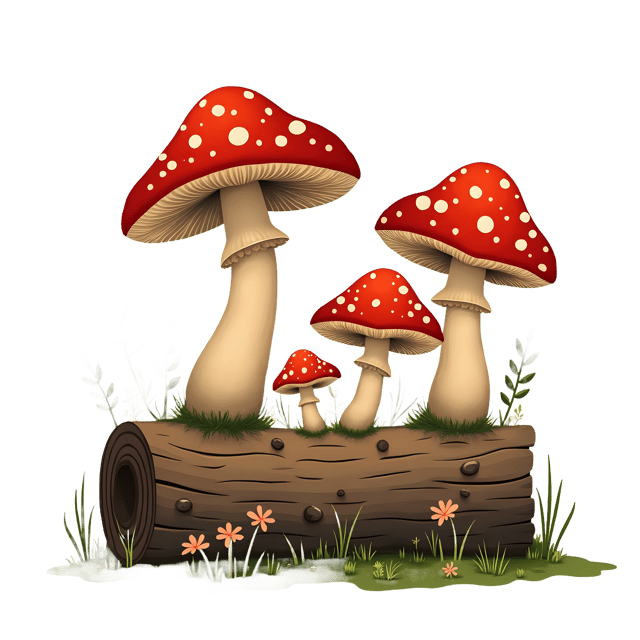 Free transparent PNG: Mushrooms on Log PNG with Transparent Background for Nature and Clipart Use