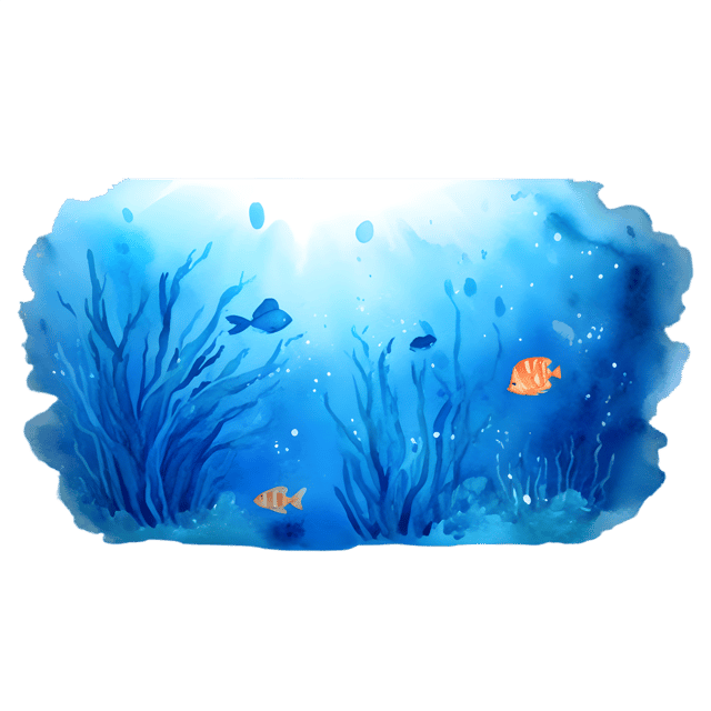 Free transparent PNG: Underwater Scene with Dynamic Color Burst in Deep Blues and Greens