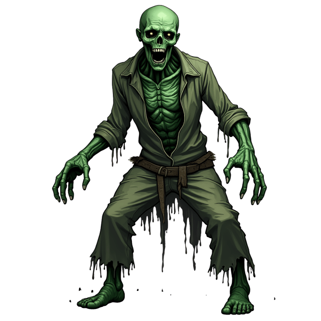 Free transparent PNG: Ghoulish Zombie Clipart with Greenish Skin and Transparent Background
