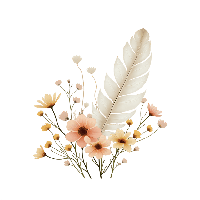 Free transparent PNG: Soft White Feather Atop Dried Flowers  Nature Clipart, free transparent png download