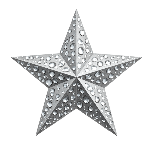 Free transparent PNG: Sparkling Silver Star Decoration with Mirrored Crystal Accents for Elegant and Decorative Use