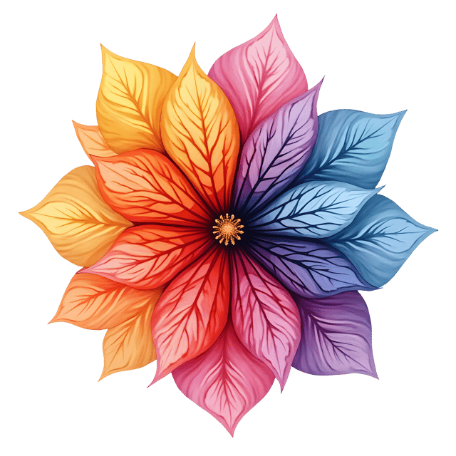 Free transparent PNG: Colorful Layered Petals with Patterns  Floral Clipart, free download png