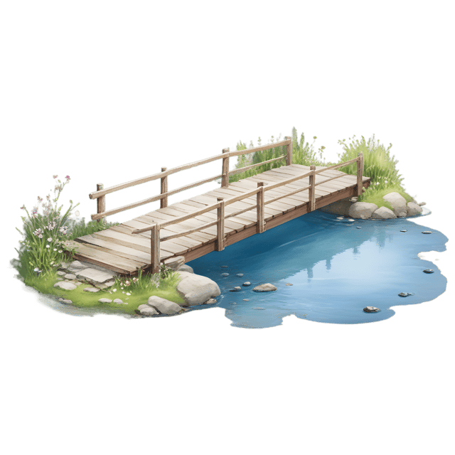 Free transparent PNG: Old Wooden Bridge with Wildflowers PNG Transparent Background