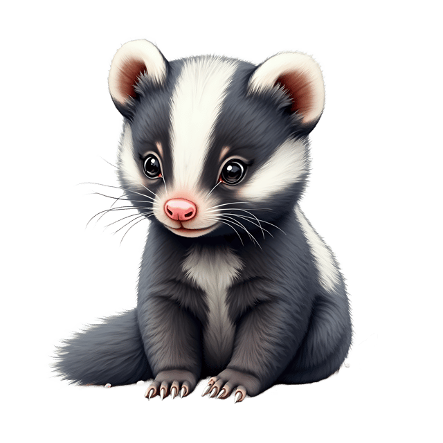 Free transparent PNG: Small Striped Skunk Baby PNG with Transparent Background for Animal Art and Crafts