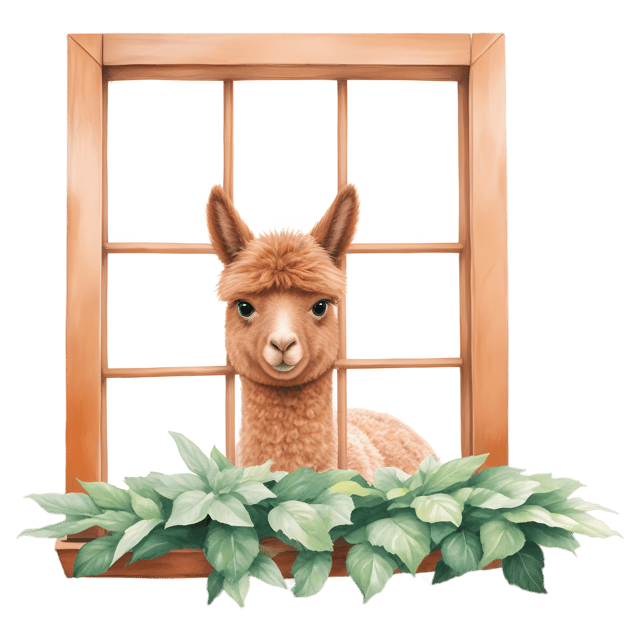 Free transparent PNG: Adorable Alpaca Peeking Out of a Charming Cottage Window PNG