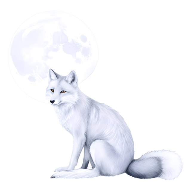 Free transparent PNG: Sleek Silver Fox Under Full Moon Transparent PNG