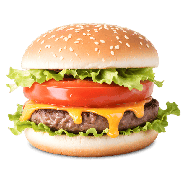 Free transparent PNG: Juicy Burger with Melted Cheese and Fresh Lettuce PNG Transparent Background