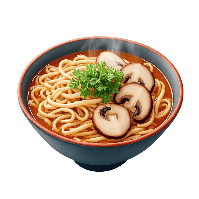 Free transparent PNG: Udon Soup with Mushroom Slices  Japanese Cuisine Clipart, free transparent png download