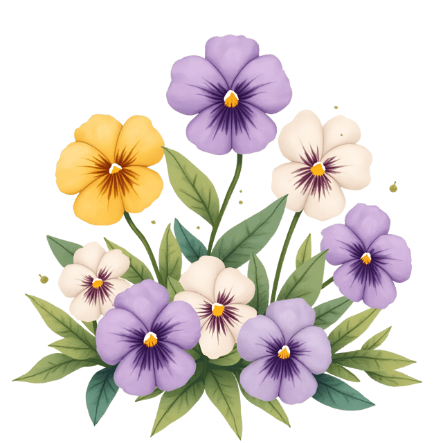 Free transparent PNG: Soft Pastel Pansy Illustration in Whimsical Watercolor Style
