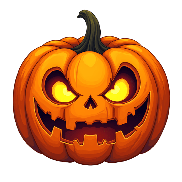 Free transparent PNG: Eerie Jack-O-Lantern with Carved Faces and Orange Glow