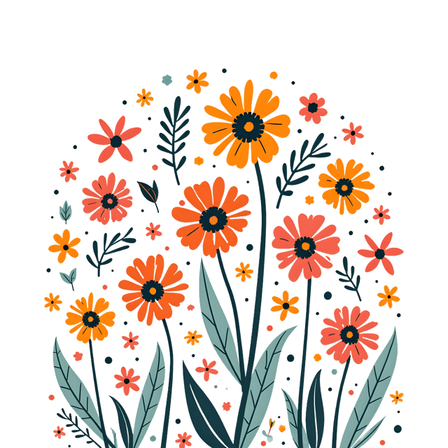 Free transparent PNG: Boho Eclectic Flowers  Unique Clipart Design, free download png