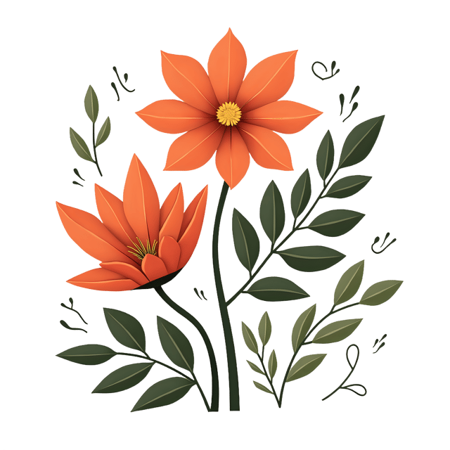Free transparent PNG: Clay-Colored Blooms with Leafy Texture  Botanical Clipart, free transparent png download