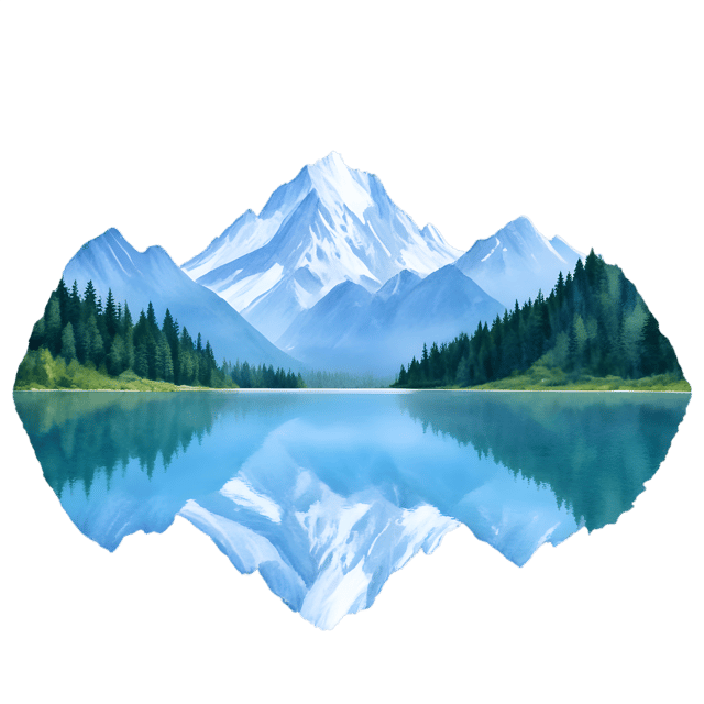 Free transparent PNG: Tranquil Lake with Vibrant Mountain Peaks Reflection PNG