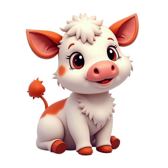 Free transparent PNG: Charming Calf PNG with White-and-Red Coloring for Fluffy Animal Art