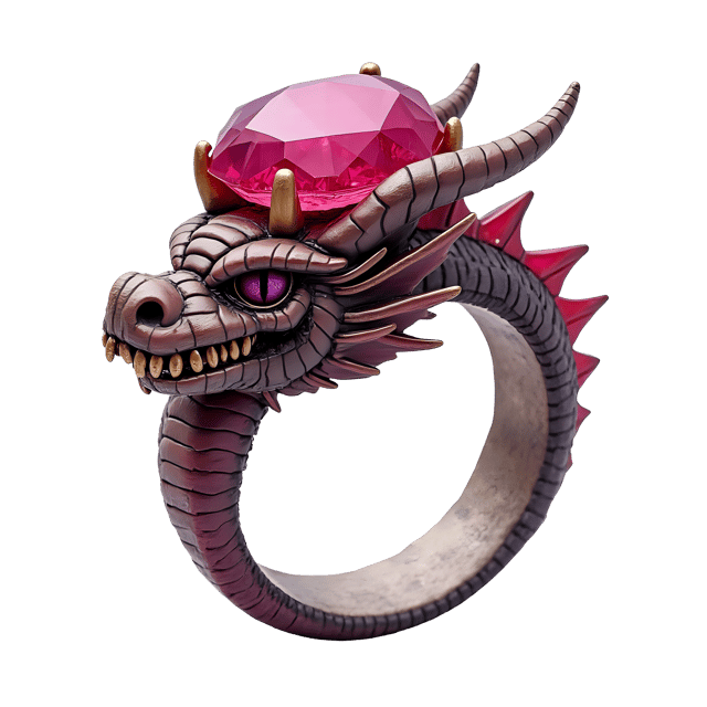 Free transparent PNG: Dragon-Themed Ring with Ruby Dragon Head Design