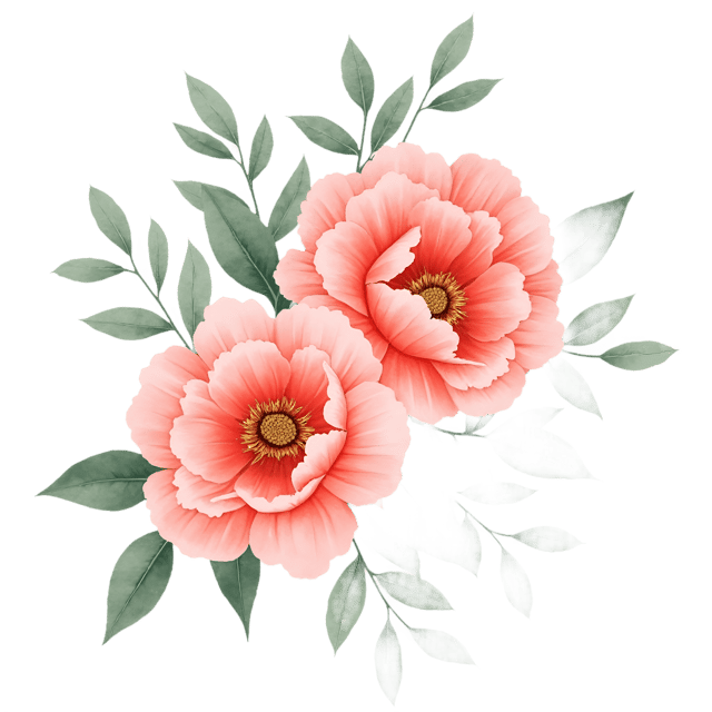 Free transparent PNG: Coral Peonies with Dusty Sage Eucalyptus  Floral Clipart, free png download