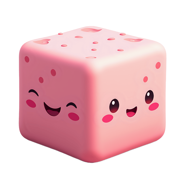 Free transparent PNG: Pink Cozy Cube with Happy Smile PNG for Decor and Crafts