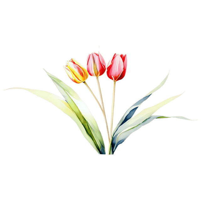 Free transparent PNG: Watercolor Tulip Ornament PNG – Transparent Background Flower Clipart