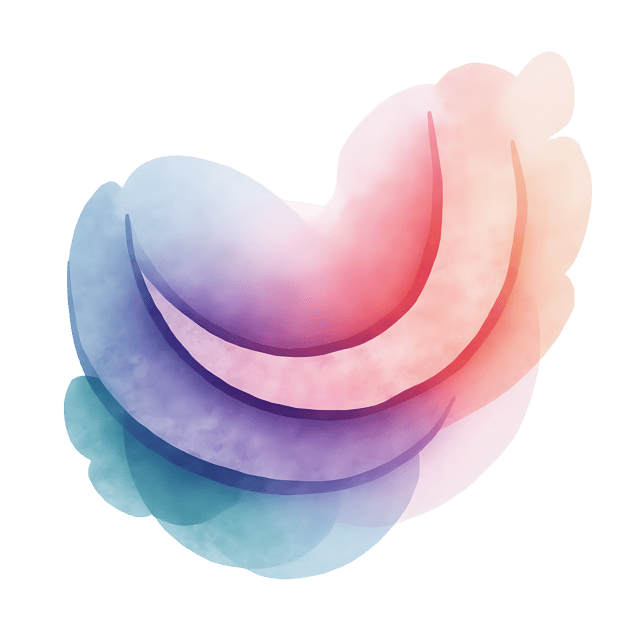 Free transparent PNG: Abstract Curve Design with Soft Lavender, Coral, and Teal Tones on Transparent Background