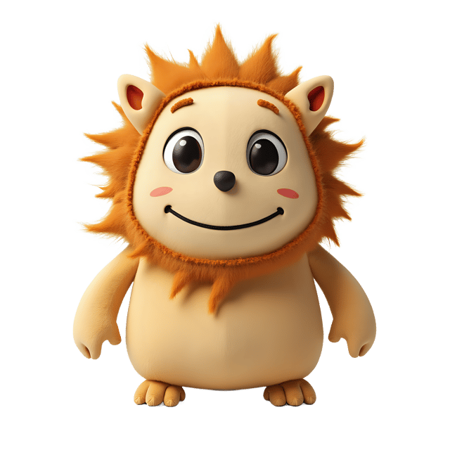 Free transparent PNG: Sandy Beige Monster Plushy with Fuzzy Mane and Curly Whiskers - PNG Format
