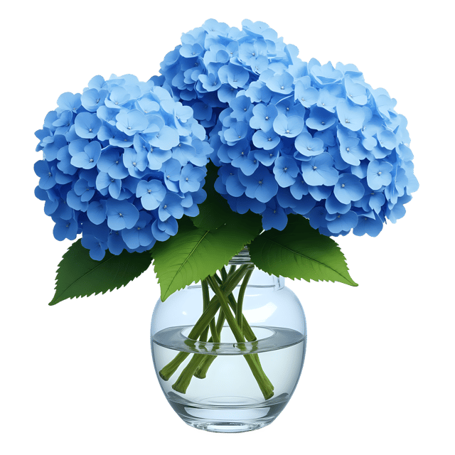 Free transparent PNG: Blue Hydrangeas Vase Transparent Background PNG for Floral Design and Decor
